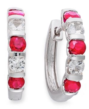 Sterling Silver Earrings, Ruby (1-3/8 Ct. T.w.) And White Sapphire (9/10 Ct. T.w.) Hoop Earrings
