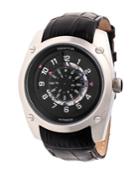 Heritor Automatic Daniels Silver & Black Leather Watches 43mm