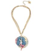 Betsey Johnson Gold-tone Crystal Moon & Showgirl Round Pendant Necklace, 16 + 3 Extender