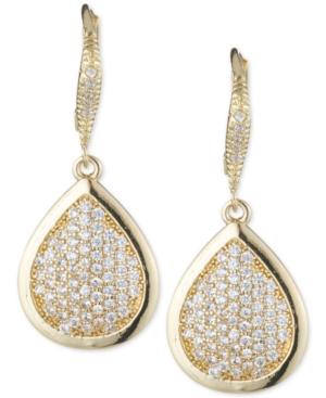 Anne Klein Gold-tone Crystal Pave Drop Earrings