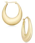 Polished Oval Puff Hoop Earrings In 14k Gold