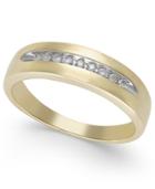 Men's Diamond Brushed Band In 10k Gold (1/10 Ct. T.w.)