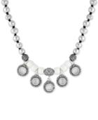 Lucky Brand Silver-tone Pave And Imitation Pearl Collar Necklace