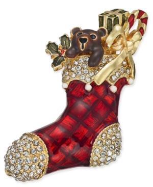 Charter Club Gold-tone Crystal & Epoxy Stocking Pin, Created For Macy's