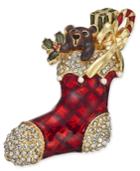 Charter Club Gold-tone Crystal & Epoxy Stocking Pin, Created For Macy's