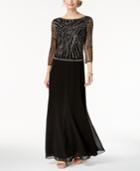 J Kara Beaded Sequin-embellished Gown