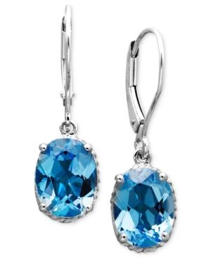 14k White Gold Earrings, Blue Topaz Oval Drop (4-1/3 Ct. T.w.)