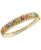Effy Watercolors Multi-gemstone (7 Ct. T.w.) And Diamond (3/8 Ct. T.w.) Openwork Bangle Bracelet In 14k Gold