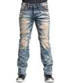 Affliction Men's Ace Fallen Straight-fit Trevorton-wash Destroyed Jeans