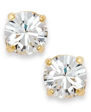 Kate Spade New York Earrings, 12k Gold-plated Clear Crystal Round Stud Earrings