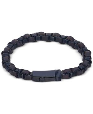 Esquire Men's Jewelry Leather Woven Bracelet In Ion-plated Stainless Steel, Only At Macy's