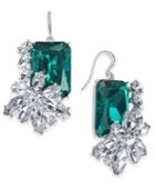 Charter Club Silver-tone Emerald Crystal & Stone Drop Earrings, Created For Macy's