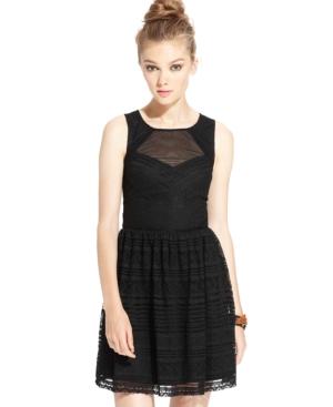 Trixxi Juniors' Lace Illusion Dress
