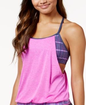 Nike Sport Heathered Layered Tankini Top Women's Swimsuit
