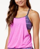 Nike Sport Heathered Layered Tankini Top Women's Swimsuit