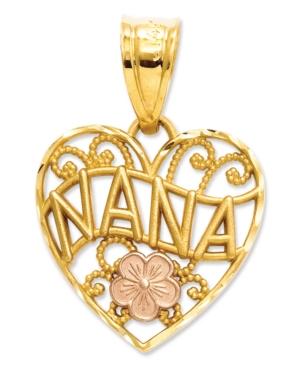 14k Gold And 14k Rose Gold Charm, Nana Heart Charm
