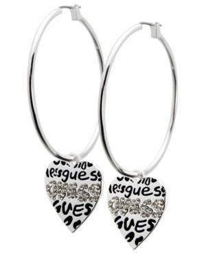 Guess Earrings, Silver-tone Graffiti Hoop