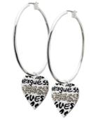 Guess Earrings, Silver-tone Graffiti Hoop