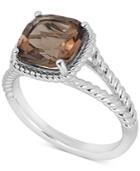Smoky Quartz Rope Frame Ring (3 Ct. T.w.) In Sterling Silver (also Available In Mystic Topaz)
