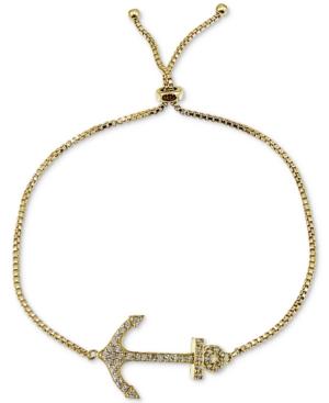Giani Bernini Cubic Zirconia Anchor Adjustable Slider Bracelet In Sterling Silver, Only At Macy's