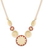 Lucky Brand Gold-tone Threaded Disc Leather 28 Statement Necklace