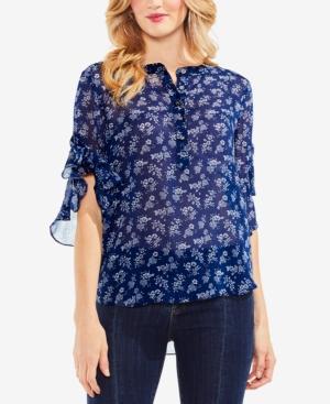 Vince Camuto Printed Flutter-sleeve Top