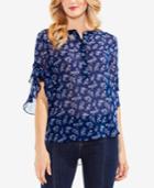 Vince Camuto Printed Flutter-sleeve Top