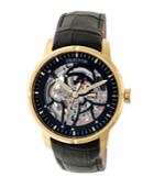 Heritor Automatic Ryder Black & Gold & Black Leather Watches 44mm