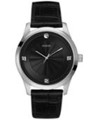 Guess Men's Diamond Accent Black Croc-embossed Leather Strap Watch 42mm U0539g1