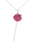Sis By Simone I Smith Platinum Over Sterling Silver Necklace, Pink Crystal Lollipop Pendant