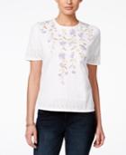 Alfred Dunner Petite Floral Applique Sweater