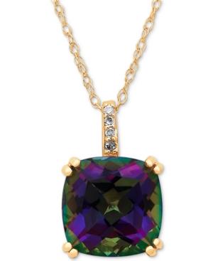Mystic Topaz (3-1/2 Ct. T.w) & Diamond (1/5 Ct. T.w.) Pendant Necklace In 10k Gold