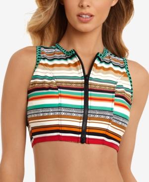 Swim Solutions Sport Zip Cropped Bikini Top Women's Swimsuit