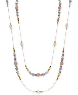 Inc International Concepts Gold-tone Pave Multicolor Bead Long Necklace, Only At Macy's
