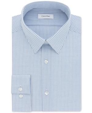 Calvin Klein Men's Steel Extra-slim Fit Stretch Blue Check Dress Shirt
