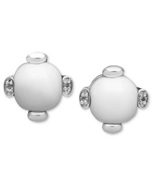 Sterling Silver Earrings, White Agate (9mm) And White Topaz Accent Stud Earrings