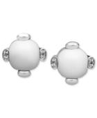 Sterling Silver Earrings, White Agate (9mm) And White Topaz Accent Stud Earrings