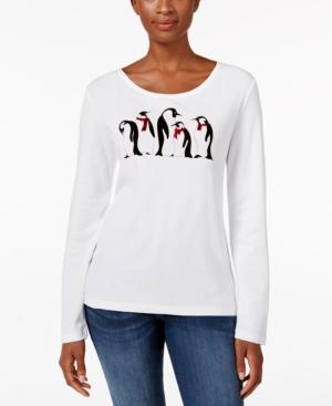 Karen Scott Penguin Graphic Top, Only At Macy's