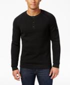 Armani Exchange Men's Textured Raglan-sleeve Henley Sweater