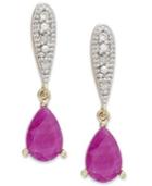 10k Gold Earrings, Ruby (5/8 Ct. T.w.) And Diamond Accent Pear-shaped Drop Earrings