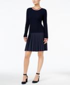 Tommy Hilfiger Ellen Tipped Pleated Dress, Only At Macy's