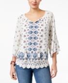 Style & Co Crocheted-hem Peasant Top, Created For Macy's