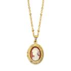 2028 Gold-tone Oval Cameo Locket Necklace 16 Adjustable