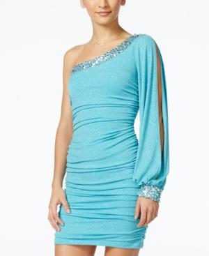 City Studios Juniors' Ruched One-shoulder Bodycon Dress