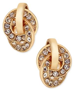 Charter Club Gold-tone Pave Interlocking Loop Earrings, Only At Macy's