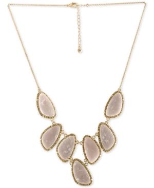 Rachel Rachel Roy Gold-tone Pave & Pink Stone Statement Necklace
