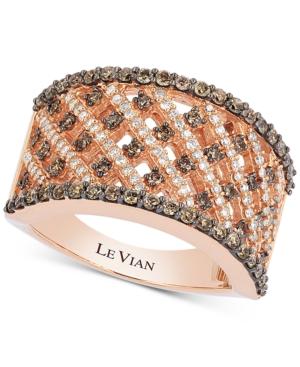 Le Vian Chocolatier Diamond Crisscross Openwork Wide Ring (1 Ct. T.w.) In 14k Rose Gold