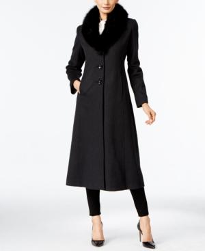 Forecaster Fox-fur-trim Wool-blend Maxi Coat, Only At Macy's