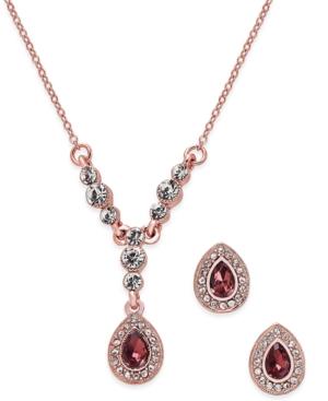 Charter Club Rose Gold-tone Crystal Pendant Necklace And Earrings