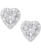 Diamond Heart Stud Earrings (1/4 Ct. T.w.) In Sterling Silver